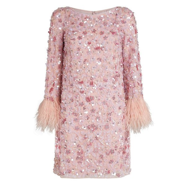 Jenny Packham Mini Feather-Trim Naomi Dress