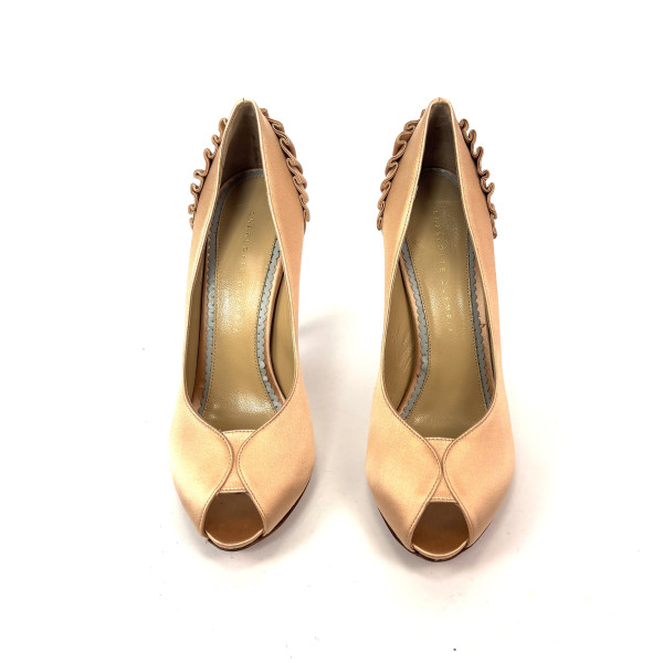 Charlotte Olympia Blush Pavletta Silk Satin Pumps