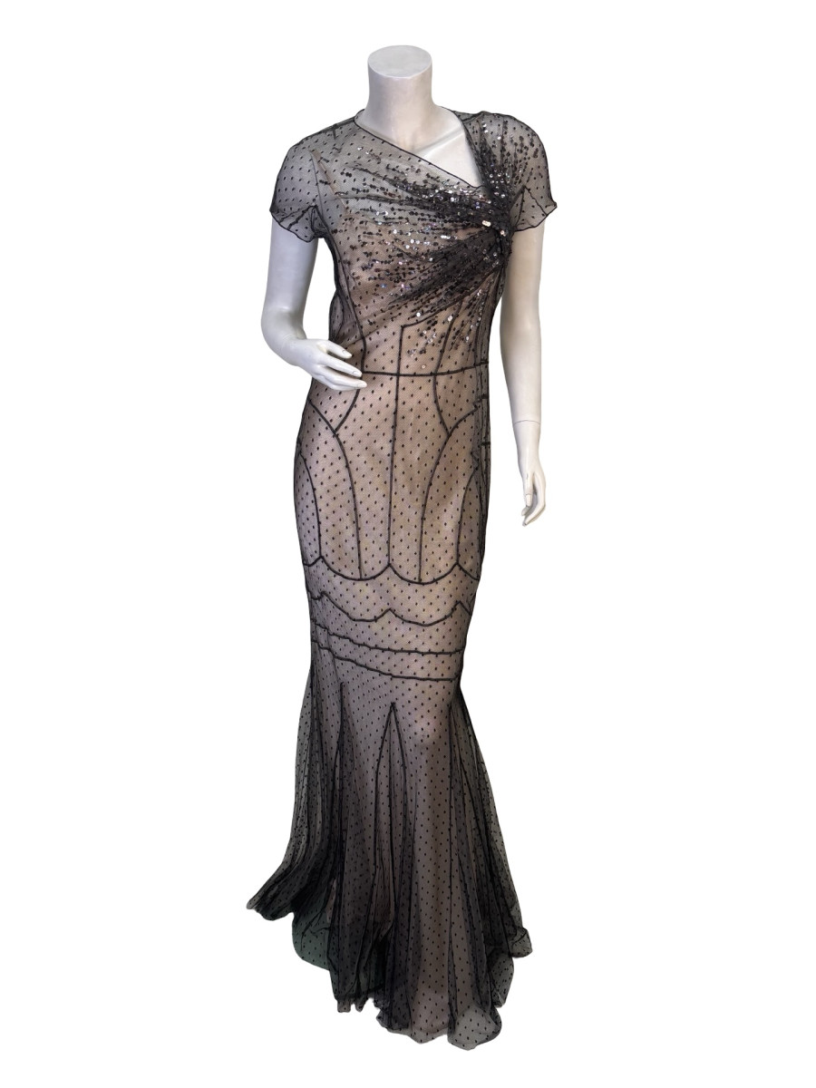 Dior Dior Black Sheer Nude Silk Slip Dress