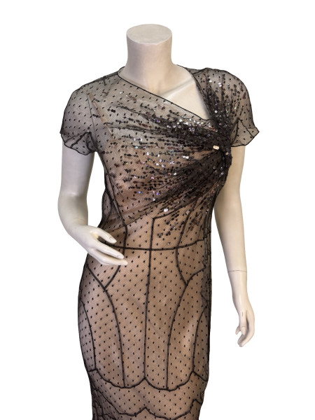 Dior Dior Black Sheer Nude Silk Slip Dress