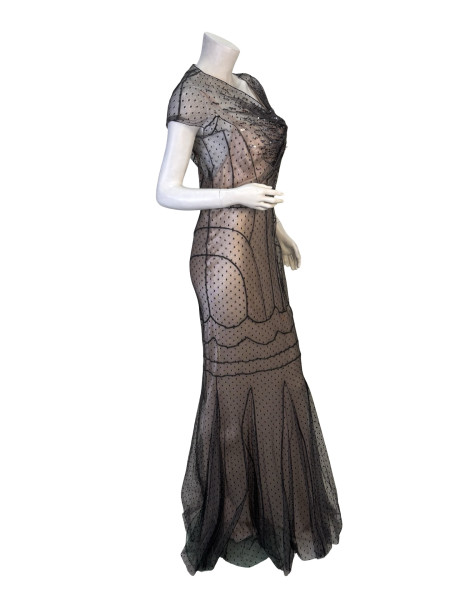 Dior Dior Black Sheer Nude Silk Slip Dress