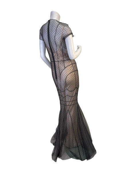 Dior Dior Black Sheer Nude Silk Slip Dress