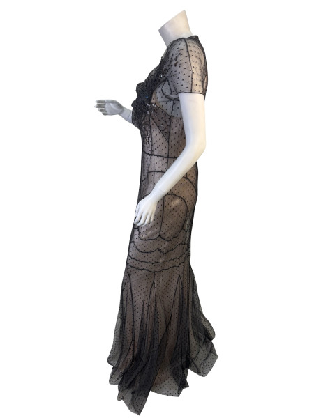 Dior Dior Black Sheer Nude Silk Slip Dress