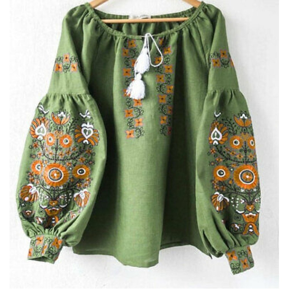 Stand With Ukraine Floral Embroidered Vyshyvanka Blouse