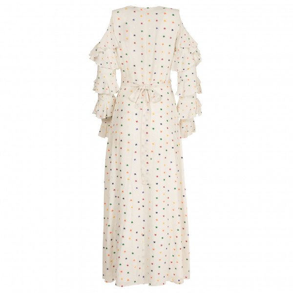 Dhela Embroidered Ruffle-Sleeve Dress