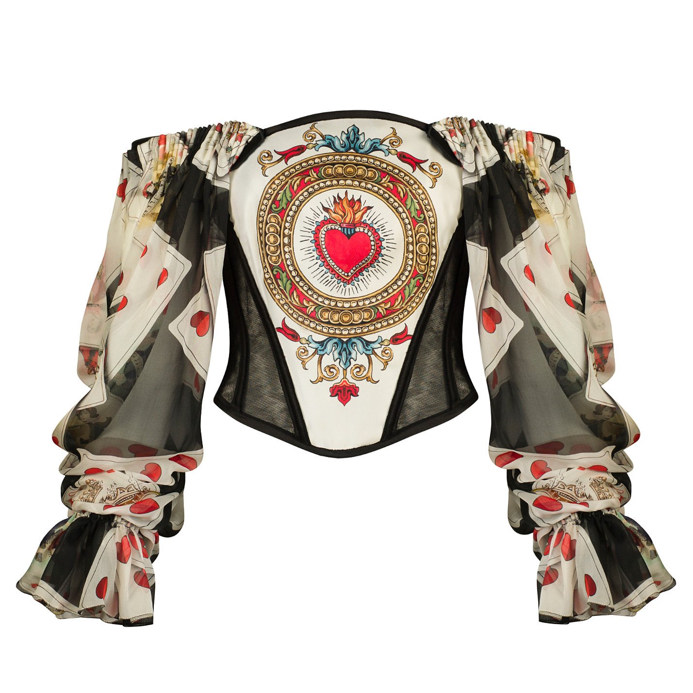 DOLCE & GABBANA Off-The-Shoulder Printed Corset Blouse