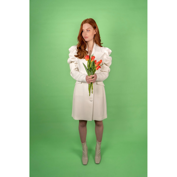 FEMPONIQ Draped Sleeved Tailored Blazer Dress