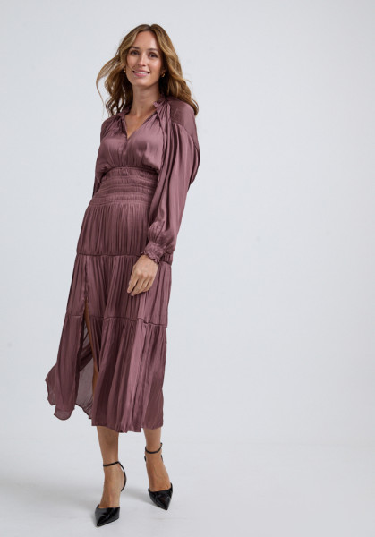 Lily and Lionel Madeline Tiered Midi Dress In Brown