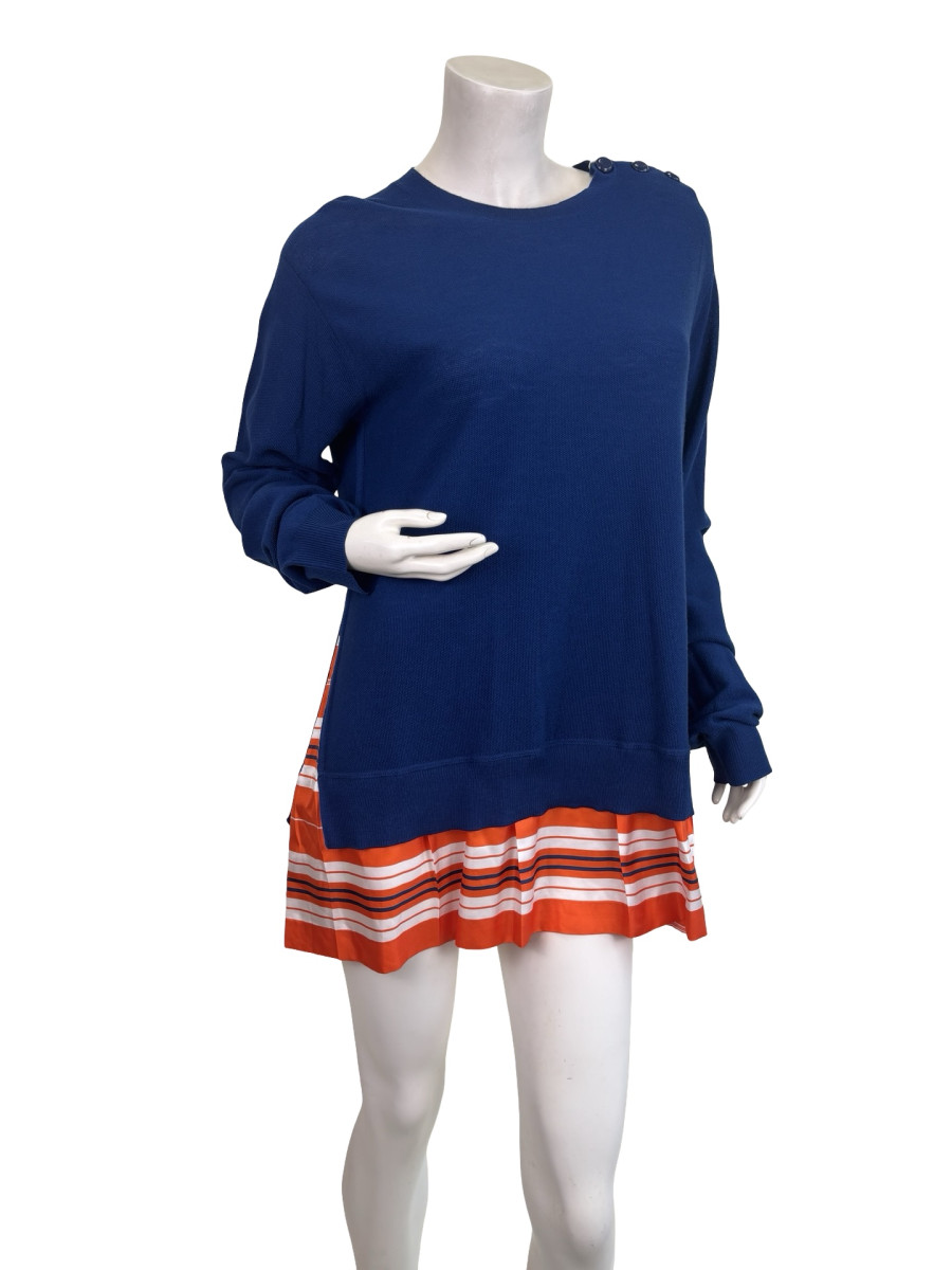 Louis Vuitton Navy Knit Top with Striped Hem