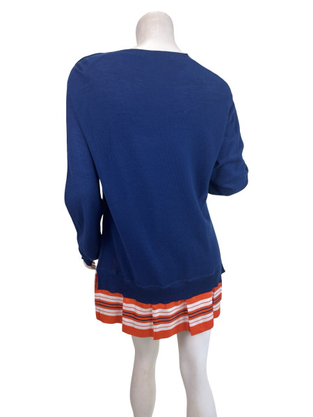 Louis Vuitton Navy Knit Top with Striped Hem