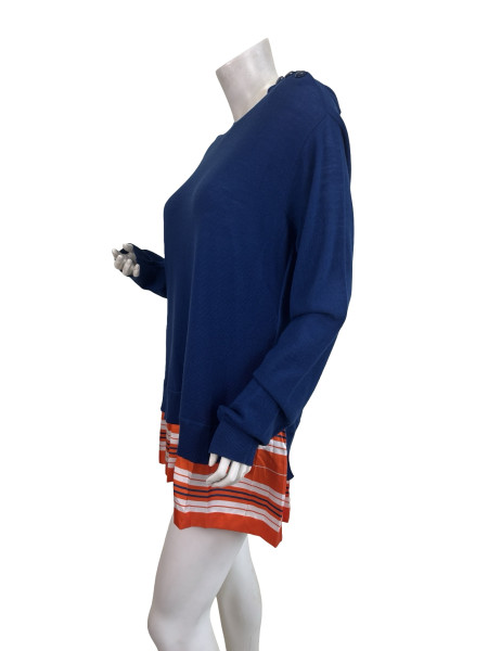 Louis Vuitton Navy Knit Top with Striped Hem