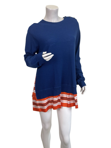 Louis Vuitton Navy Knit Top with Striped Hem