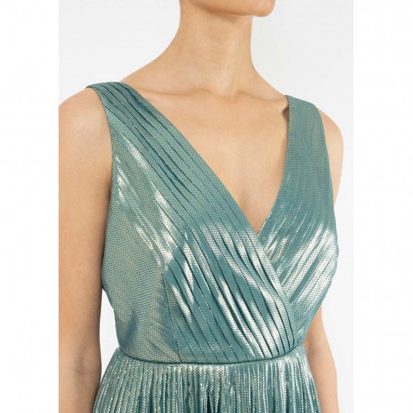 Dhela Pleated Metallic Dress
