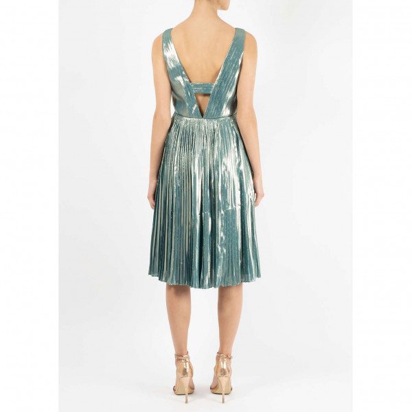 Dhela Pleated Metallic Dress