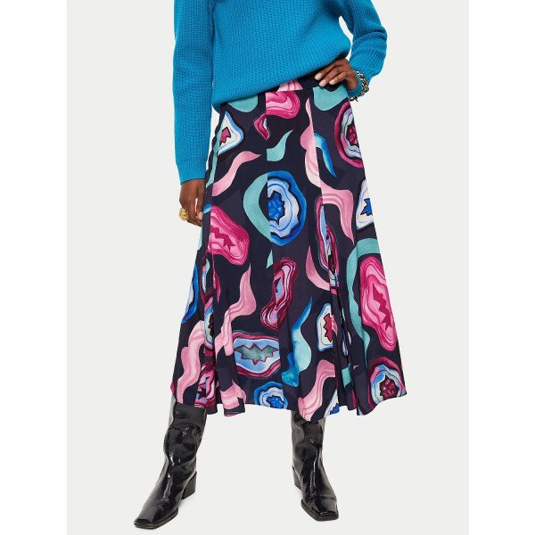 Jigsaw Agate Gem Midi Skirt