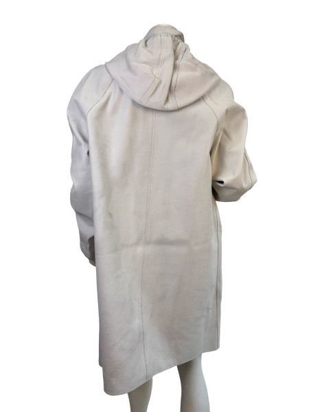Louis Vuitton White Leather Hooded Coat