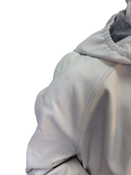 Louis Vuitton White Leather Hooded Coat