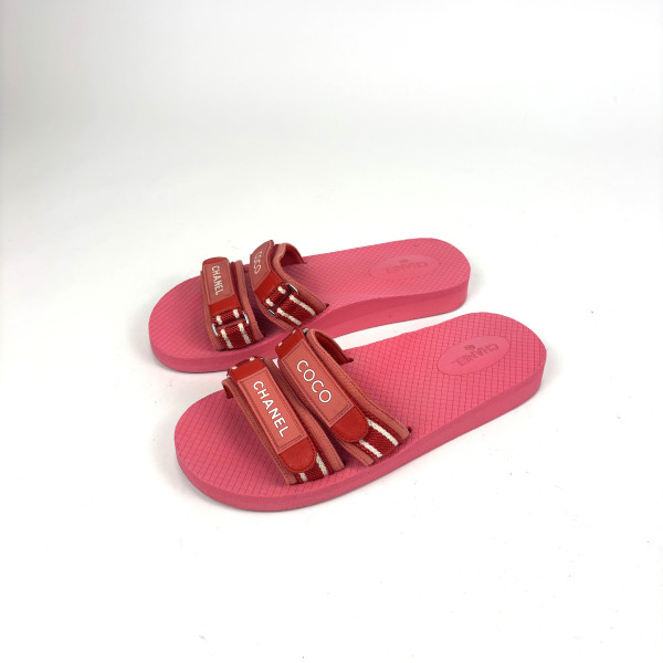 CHANEL Velcro Logo Sandals