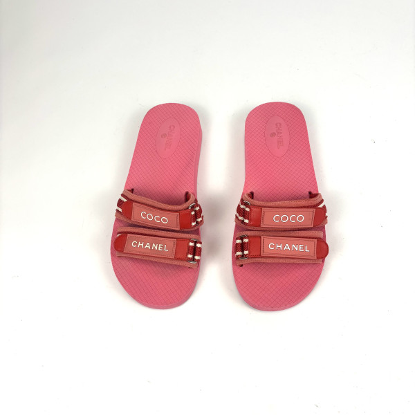 CHANEL Velcro Logo Sandals