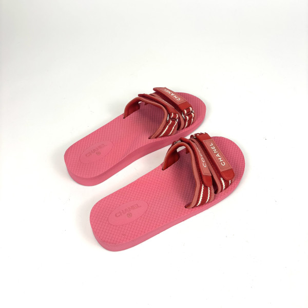 CHANEL Velcro Logo Sandals