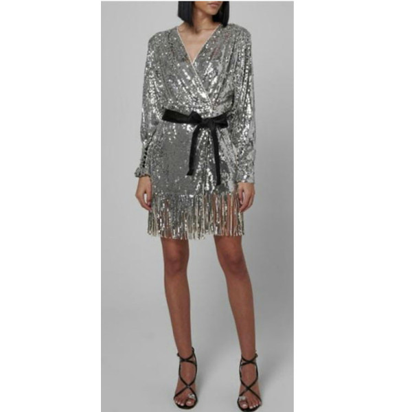 ROTATE Birger Christensen Rotate Samantha Sequin Wrap Dress