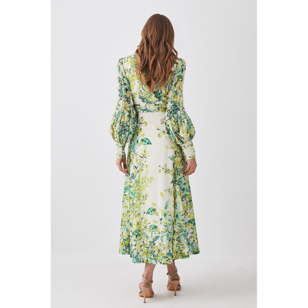 Karen Millen Trailing Floral Woven Plunge Maxi Dress