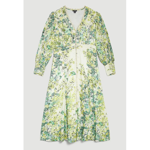 Rent Buy Karen Millen Trailing Floral Woven Plunge Maxi