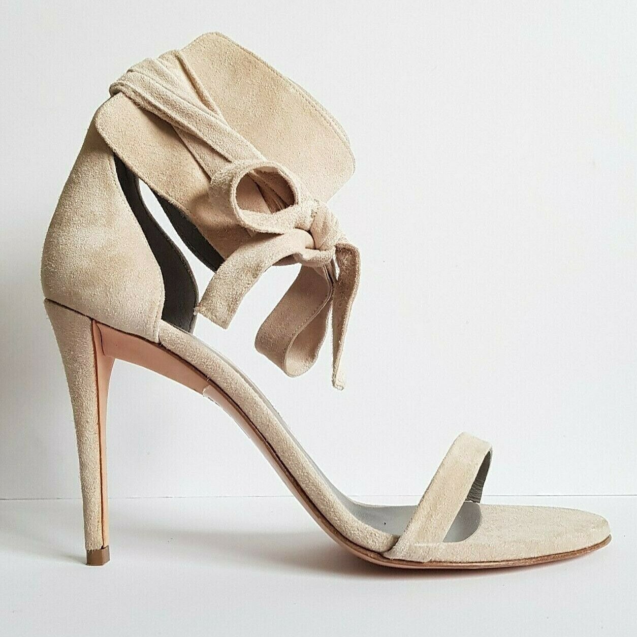 Gina Suede Ankle-Tie Heeled Sandals