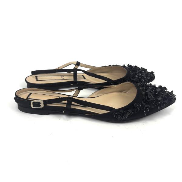 No.21 Embellished Pointed-Toe Slingback Flats