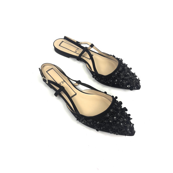 No.21 Embellished Pointed-Toe Slingback Flats
