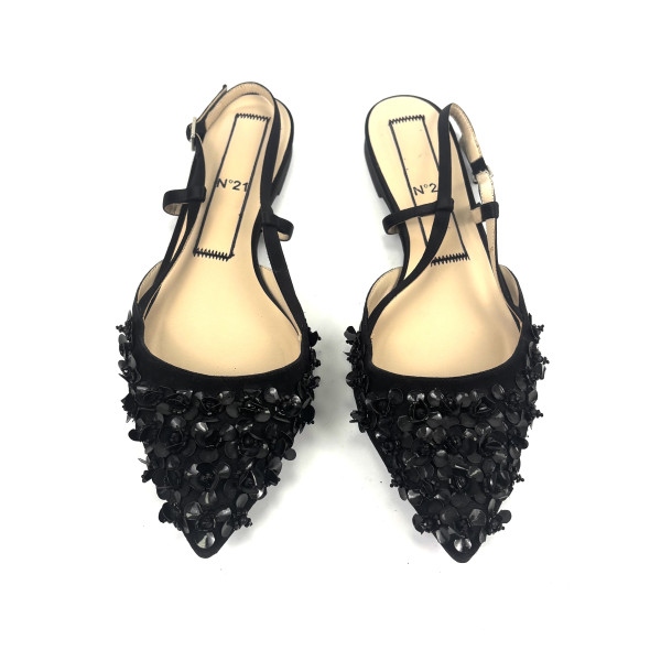 No.21 Embellished Pointed-Toe Slingback Flats
