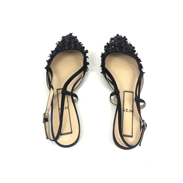 No.21 Embellished Pointed-Toe Slingback Flats