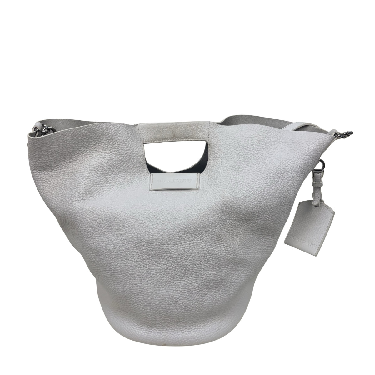 Burberry Leather Bucket Bag in Optic White