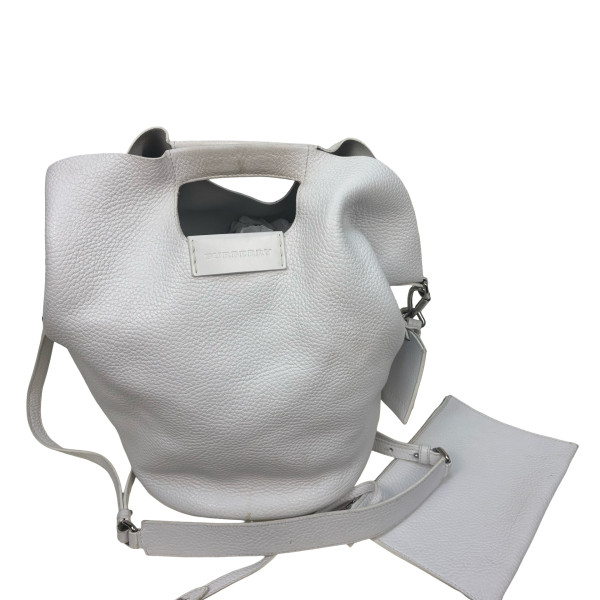 Burberry Leather Bucket Bag in Optic White