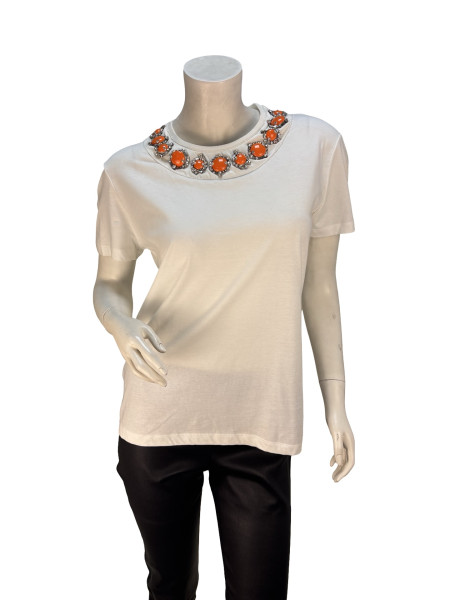 PRADA White Jewelled T-Shirt