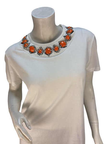PRADA White Jewelled T-Shirt