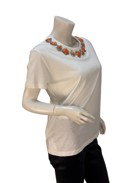 PRADA White Jewelled T-Shirt