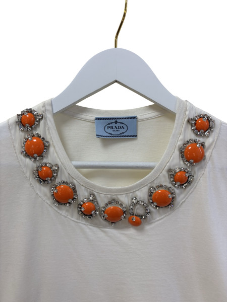 PRADA White Jewelled T-Shirt