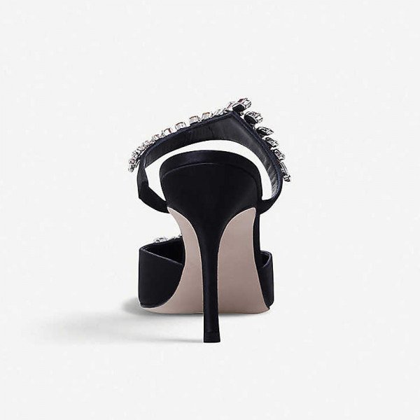 Manolo Blahnik Lurum 90 Crystal Embellished Satin Mules