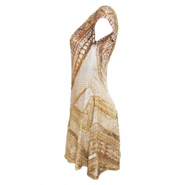 Matthew Williamson Metallic Beaded Mini Dress