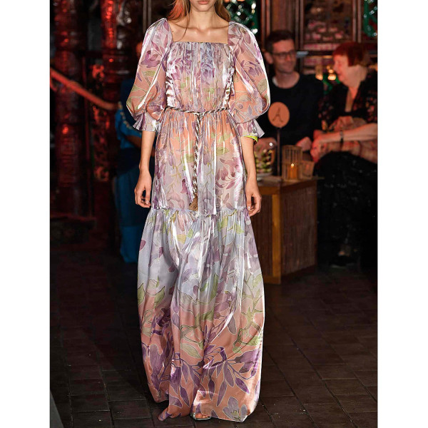 Peter Pilotto Leaf Print Satin Gown