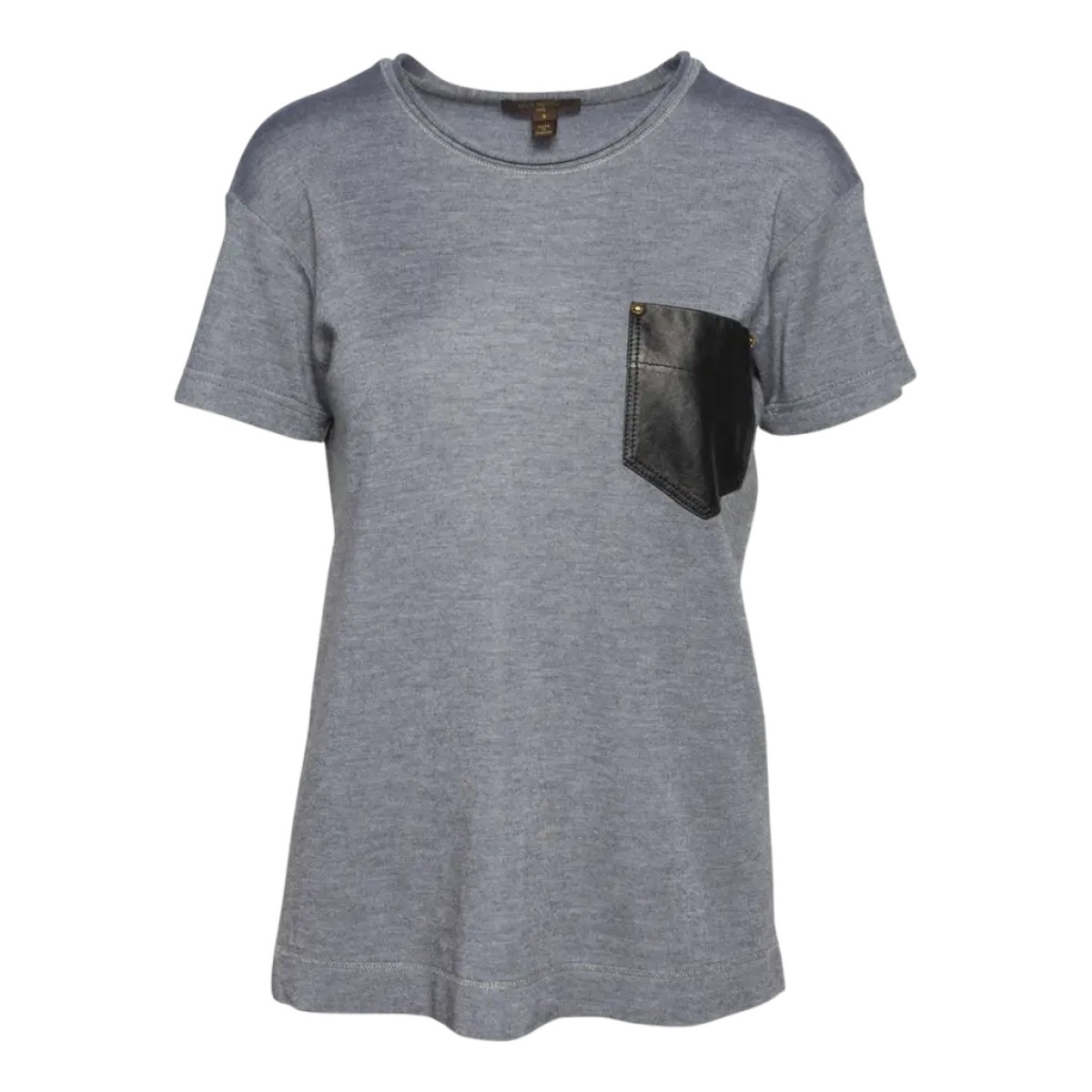 Louis Vuitton Grey Jersey T-Shirt with Leather Pocket Detail