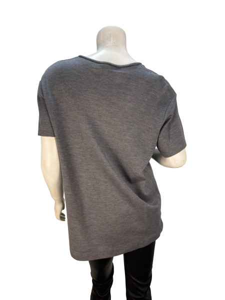 Louis Vuitton Grey Jersey T-Shirt with Leather Pocket Detail