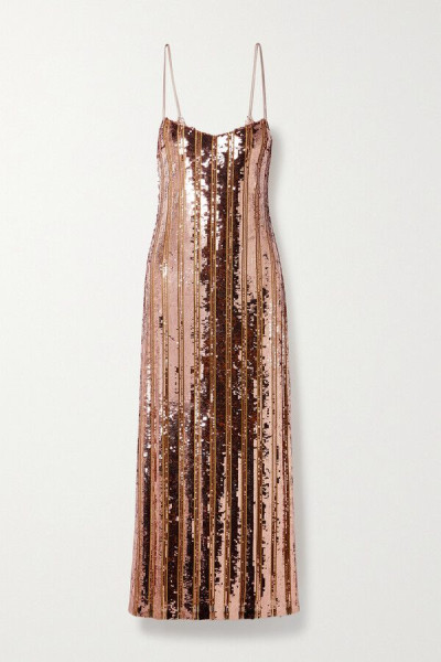 Galvan London GALVAN Stargaze Sequined Rose-Gold Tulle Gown