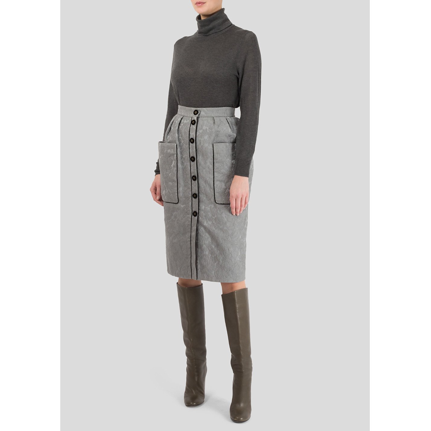 Ulyana Sergeenko Textured Button Detail Skirt