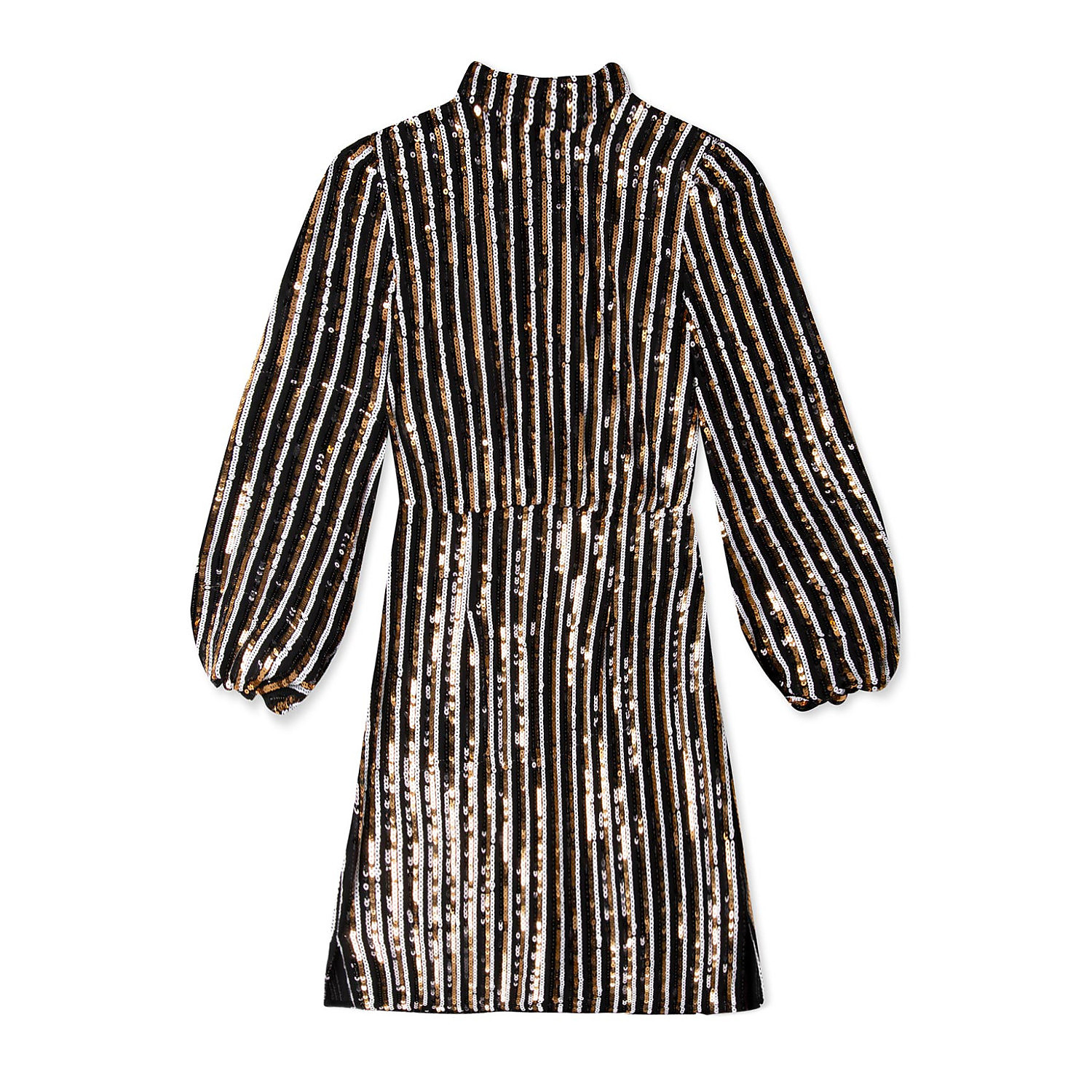 Rixo High-Neck Striped Sequin Mini Dress