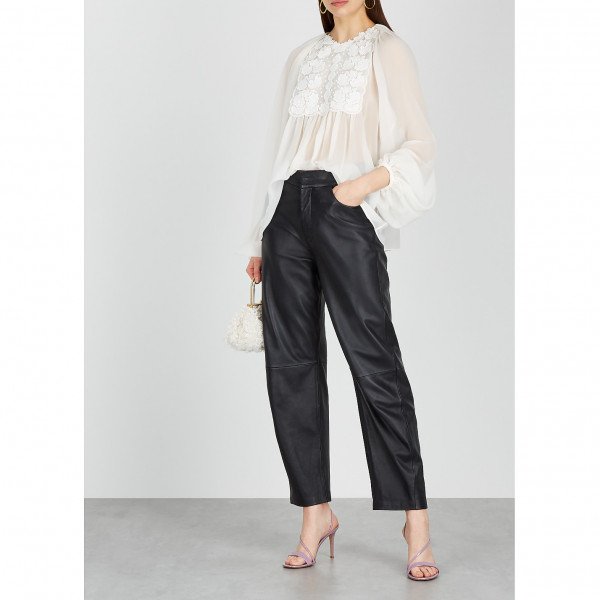 Giambattista Valli Appliquéd Silk-Chiffon Blouse