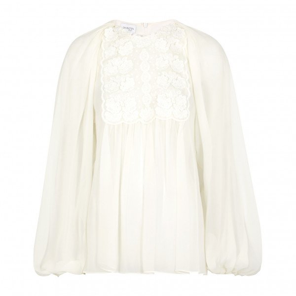 Giambattista Valli Appliquéd Silk-Chiffon Blouse