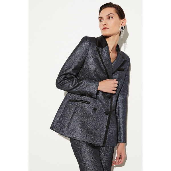 Karen Millen Metallic Jacquard Tailored Single Breasted Jacket