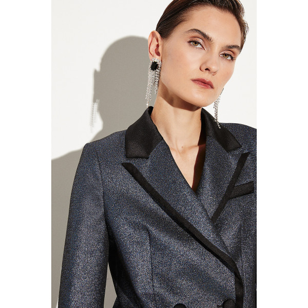 Karen Millen Metallic Jacquard Tailored Single Breasted Jacket